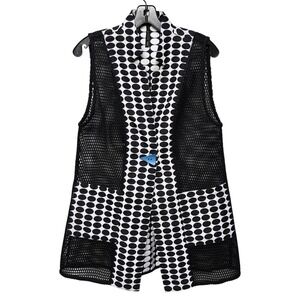 IC By Connie K Vest Small Polka Dot‎ Mesh Mod Retro 60s Lagenlook Unique Artsy